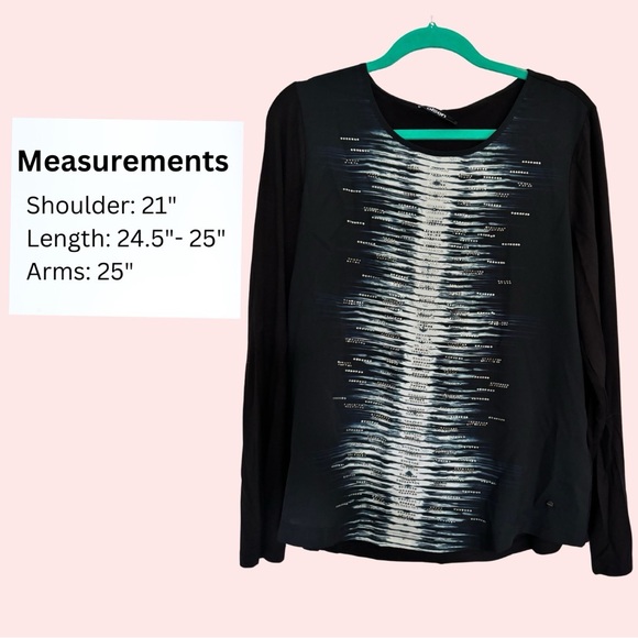 NWT OLSEN size M Long Sleeve Embellished Mixed Media Party Lounge T-Shirt women - Picture 3 of 9